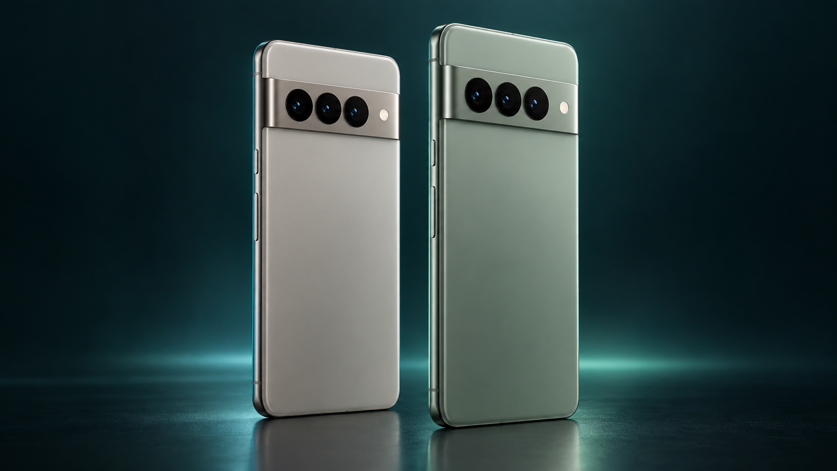 AI-generated 3D editorial illustration of Pixel 10 Pro and Pixel 11 Pro with rear camera bars